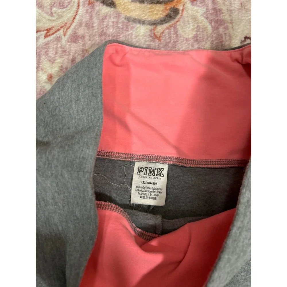 Victoria's Secret PINK‎ Gray Neon Pink Lattice Ankle Leggings Pockets Large
